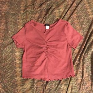 Ruffle trimmed crop top